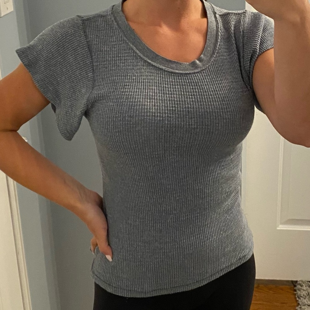 Free People Blue Thermal Tee